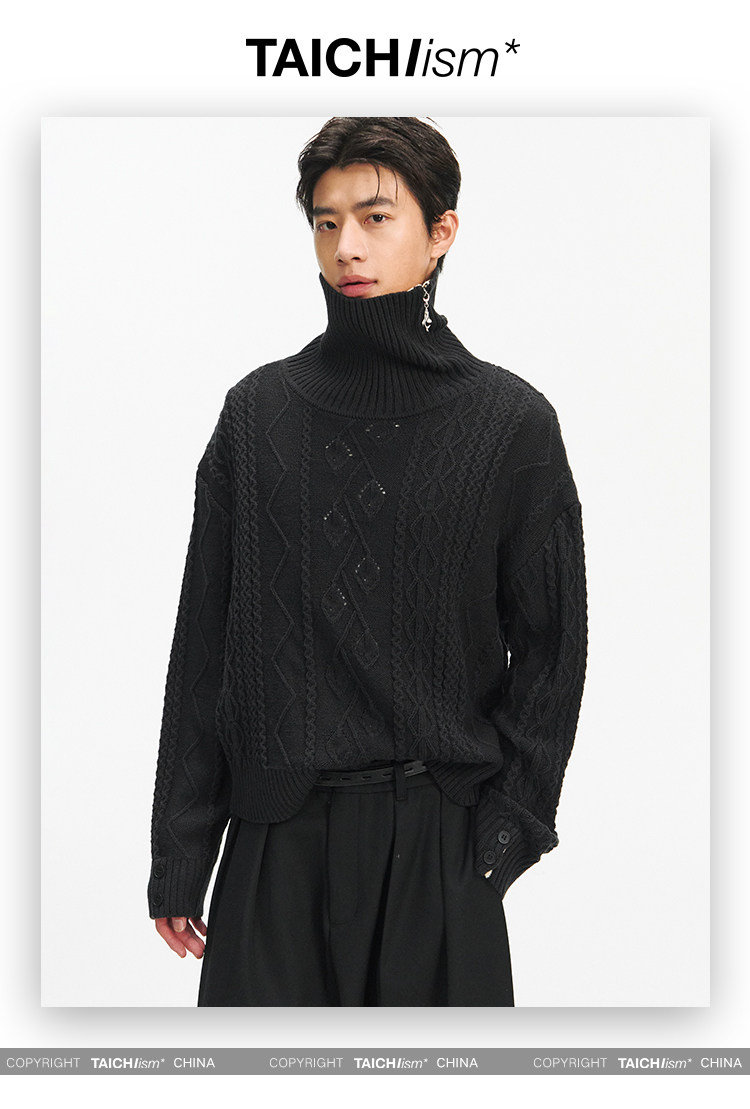 TAICHIISM Cable-Knit Turtleneck Sweater