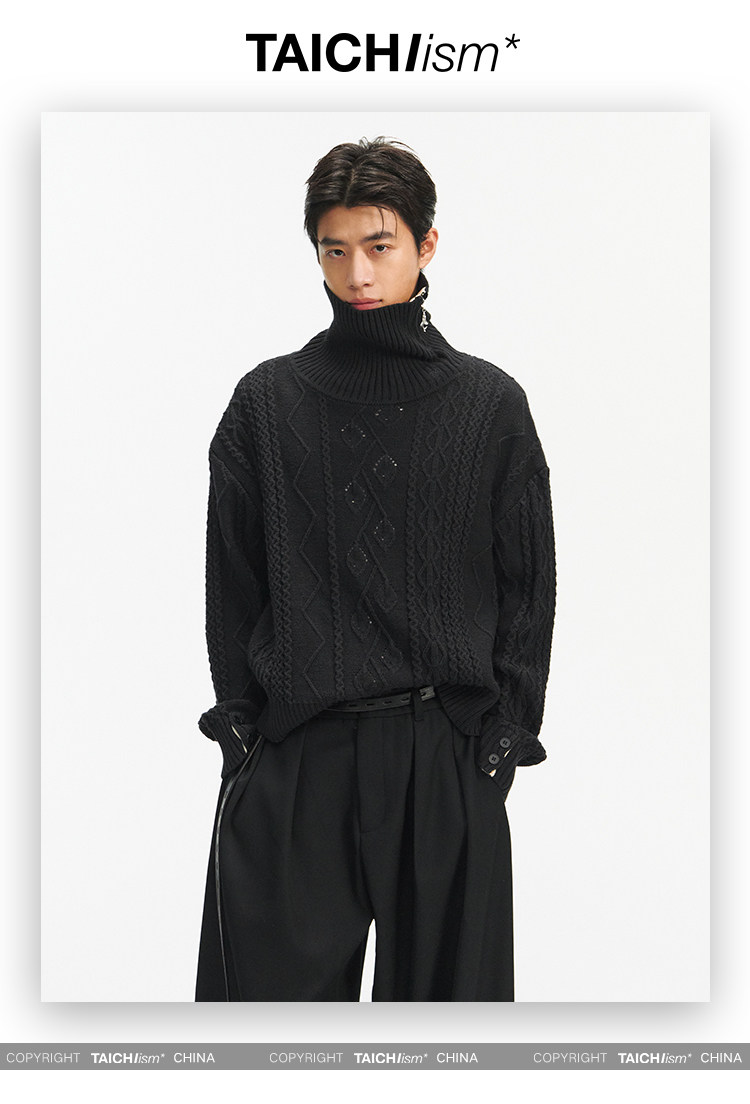 TAICHIISM Cable-Knit Turtleneck Sweater