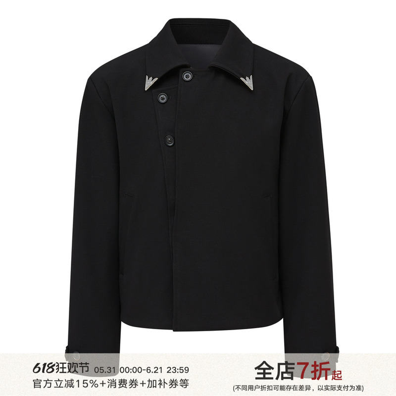 Taichiism Spring Collection “Red Line Palace” Jacket Long Sleeve Loose Trendy Black Coat with Metal Accessories Taichiism Spring Collection “Red Line Palace” Jacket Long Sleeve Loose Trendy Black Coat with Metal Accessories
