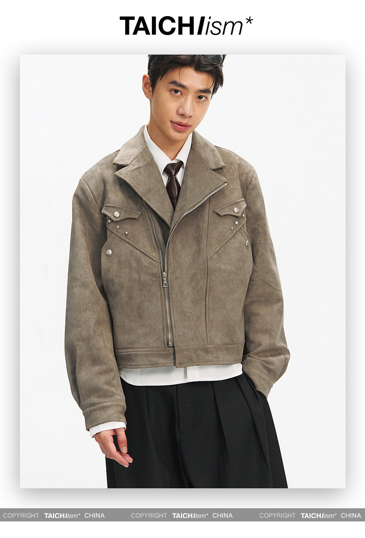TAICHIISM Studded Boxy Suede Jacket