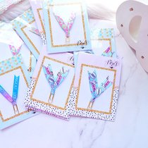 Bring Q] Handmade European and American handbooks around golden bookmarks unicorn ribbon decorative paper clips