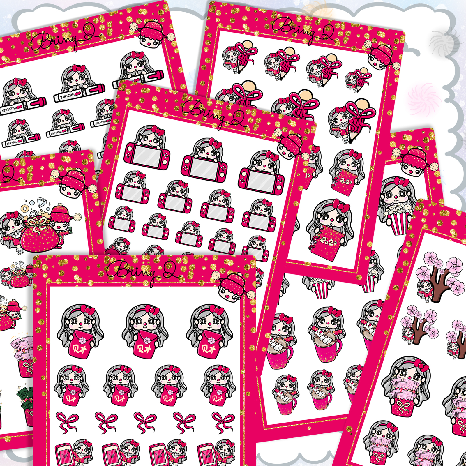 Brying Q] Original small sticker New Year Series ins and American Wind Handbooks cute characters Daily material sticker