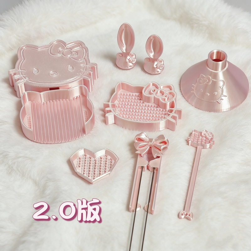 3D Printed Silk Powder Hello Kitty Bead Tools Bead Pen Bead Spatula Bead Spoon Funnel Bead Tray