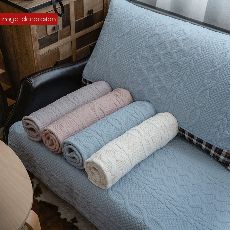 Bốn mùa đơn giản bông Bắc Âu quilted sofa đệm vải đệm thời trang hai mặt rắn màu thêu kết hợp khăn sofa - Ghế đệm / đệm Sofa