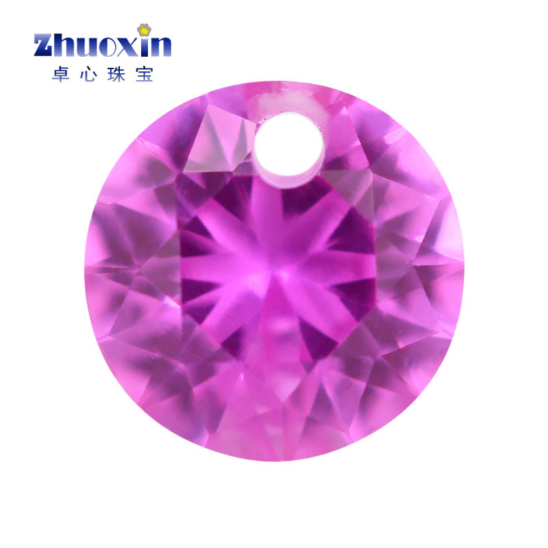 Round single hole 3# red corundum synthetic ruby ​​bare diamond punching bare stone ear pin ear clip earrings diy loose beads