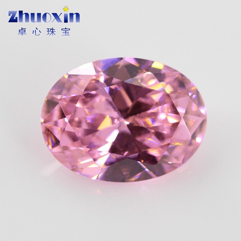 Egg-shaped pink synthetic cubic zirconia bare stone oval CZ micro-inlaid main stone imitation diamond accessories DIY