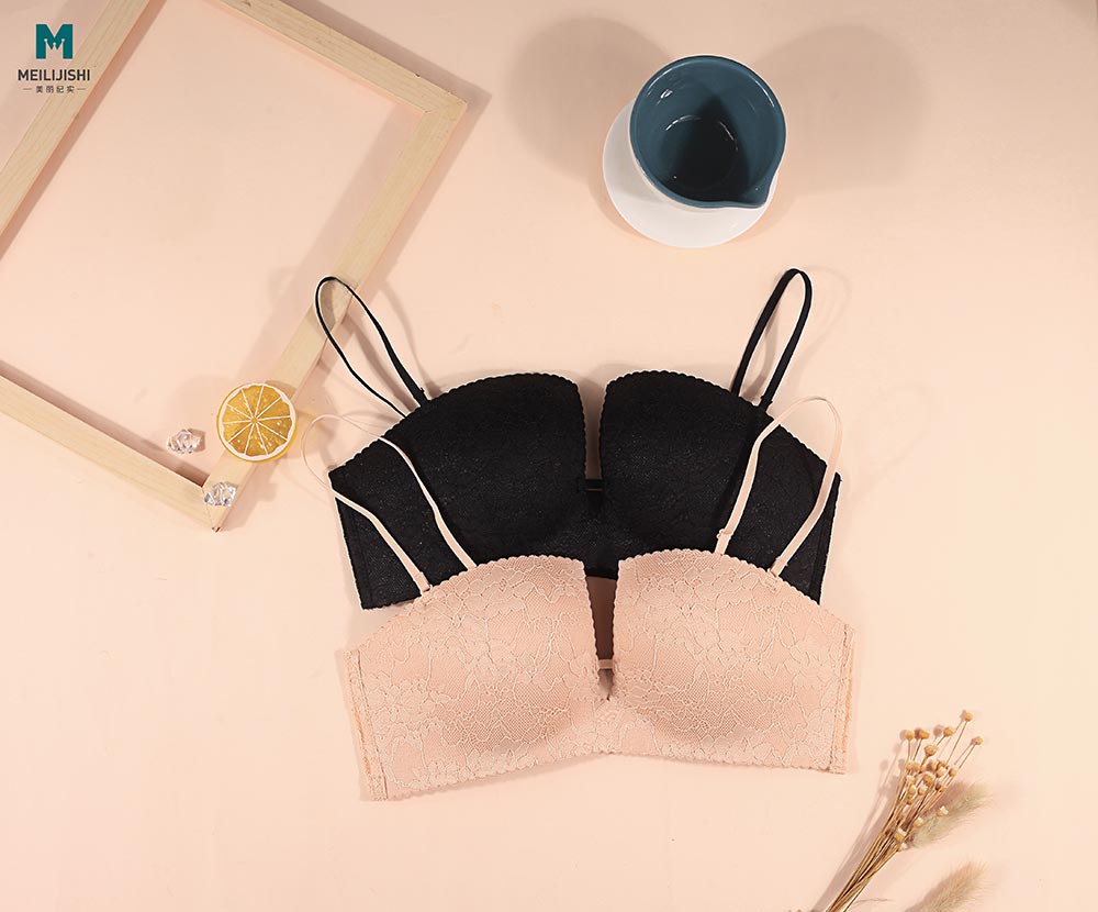 Beautiful documentary peach Lady strapless underwear without steel ring