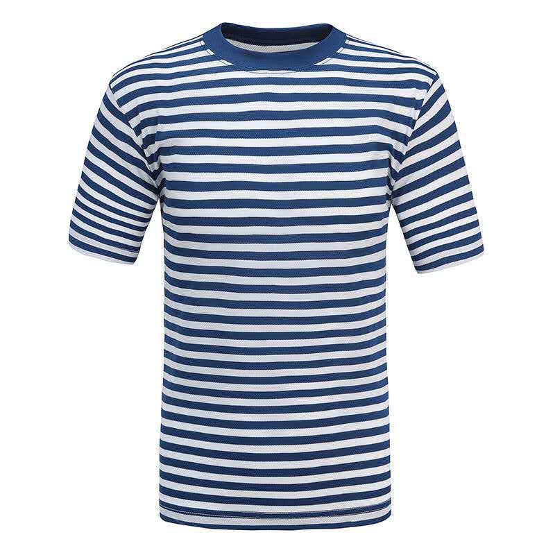 Custom sea soul shirt sea round neck shirt blue and white striped men's long sleeve t-shirt crew neck sailor suit