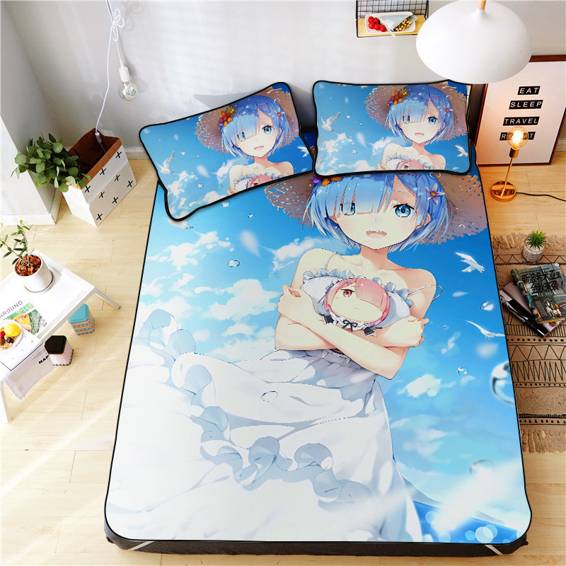 Custom animation ice silk mat three-piece set of 1 2m bed student dormitory two yuan Rem single mat