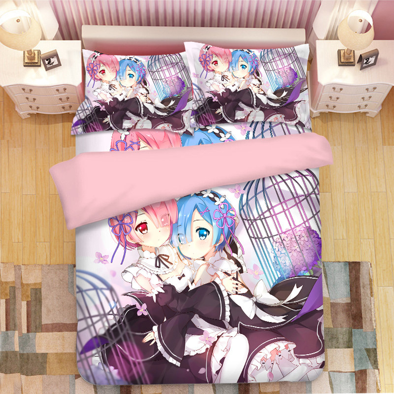 Customized Rem quilt cover sheet four-piece set 1 2 meters single animation two-dimensional student dormitory three-piece bed set
