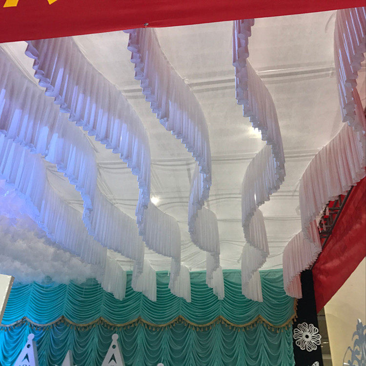 2021 wedding aerial suspended ceiling S curtain wave finished gauze curtain window fabric decoration wedding props stage wedding
