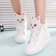 Giày nữ cao cấp Phiên bản Hàn Quốc của đôi giày nhỏ màu trắng nữ hoạt hình mèo đầu mèo 2017 mùa thu mới với hàng trăm giày đế bằng cho học sinh
