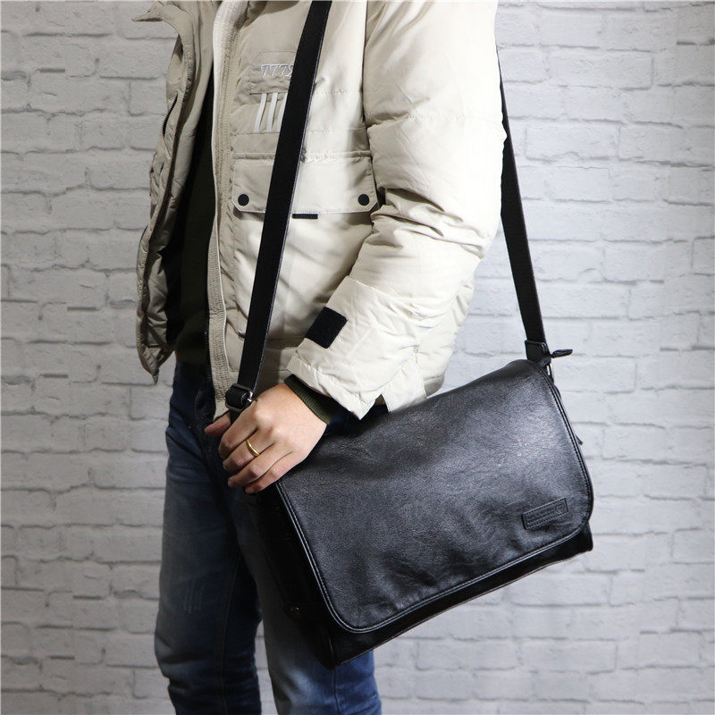 APE Han Edition Fashion Tide Men Casual Single Shoulder Bag Harbor Wind Day Department PU Leather Large Capacity Slanted Satchel Magazine Bag