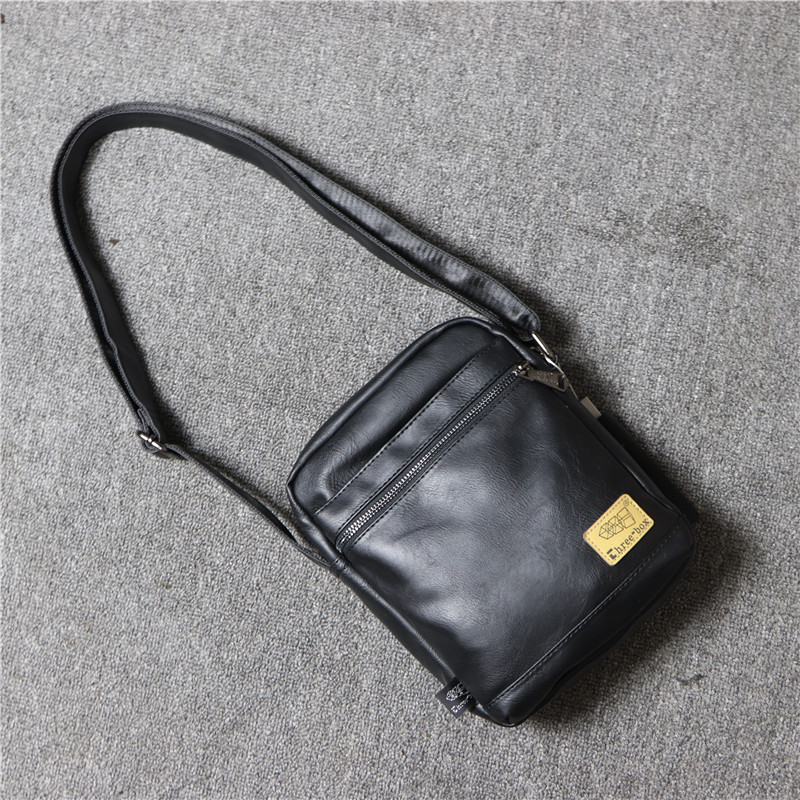 threebox men harp single shoulder bag day tie male style retro inclined satchel with soft leather square postman