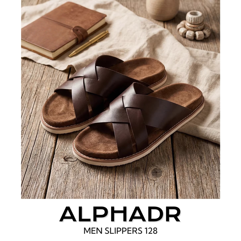 Italian Light Luxury High-End Handmade Genuine Leather Summer Casual Slippers, Old Money Style, Fashionable, Breathable, Trendy Flat Slippers
