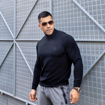 Jacky beam tritium men worsted merino pure wool lapel knitwear turtleneck sweater 01910