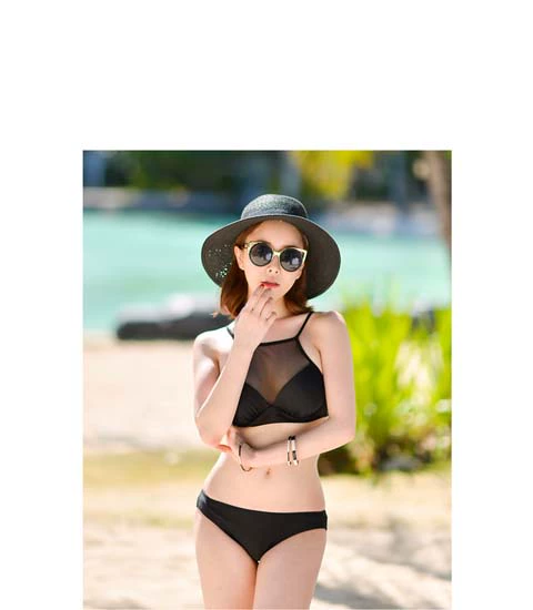 Đặc biệt cung cấp phiên bản mới của Hàn Quốc của đồ bơi nữ Bikini phối cảnh tam giác đen thuần BIKINI thu thập thép tấm - Bikinis