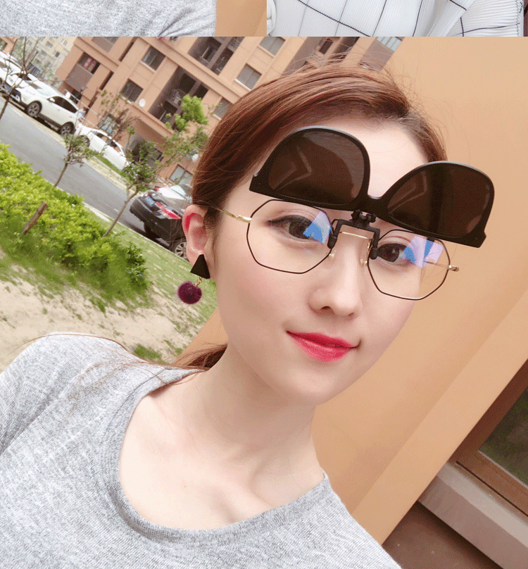 Phim mỏng và mỏng TR90 vuông lớn đầy màu sắc clip phân cực nam nữ có thể bật kính râm cận thị lái kính râm kính tom ford