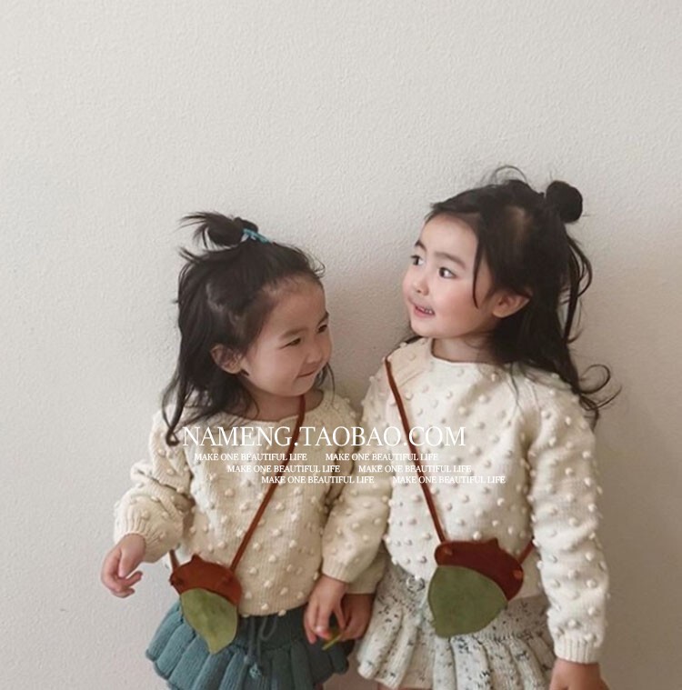 ins Hot-Selling Children's Warm Knitwear 22 Winter Collection Mixed Color Trendy Children's Mp Popcorn Sweater Baby Kalinka
