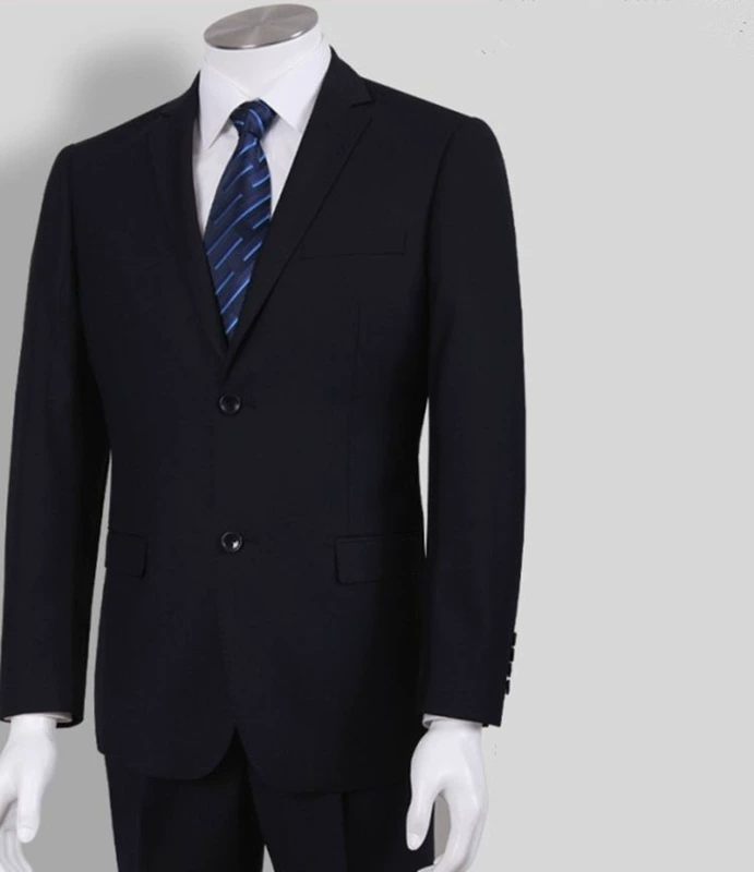 Cộng với kích thước phù hợp với nam giới Quần yếm màu xanh Tây Tạng phù hợp với nam giới kinh doanh bình thường trang phục chuyên nghiệp ăn mặc mỏng - Suit phù hợp