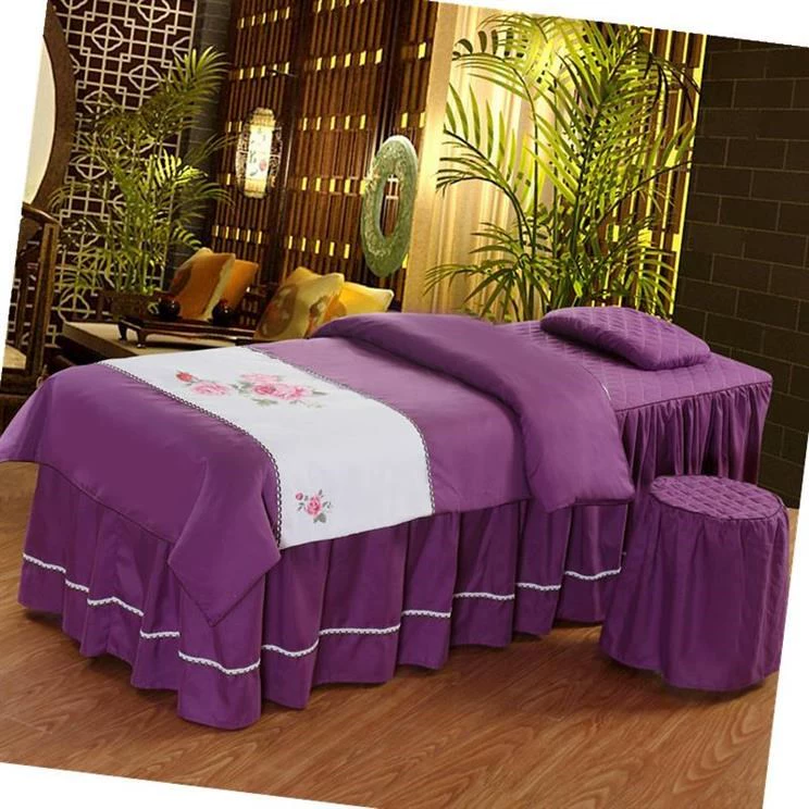 Đầu vuông da 4 bộ dầu gội đầu giường đẹp làm đẹp với bốn bộ giường massage giường kiểu giường - Trang bị tấm