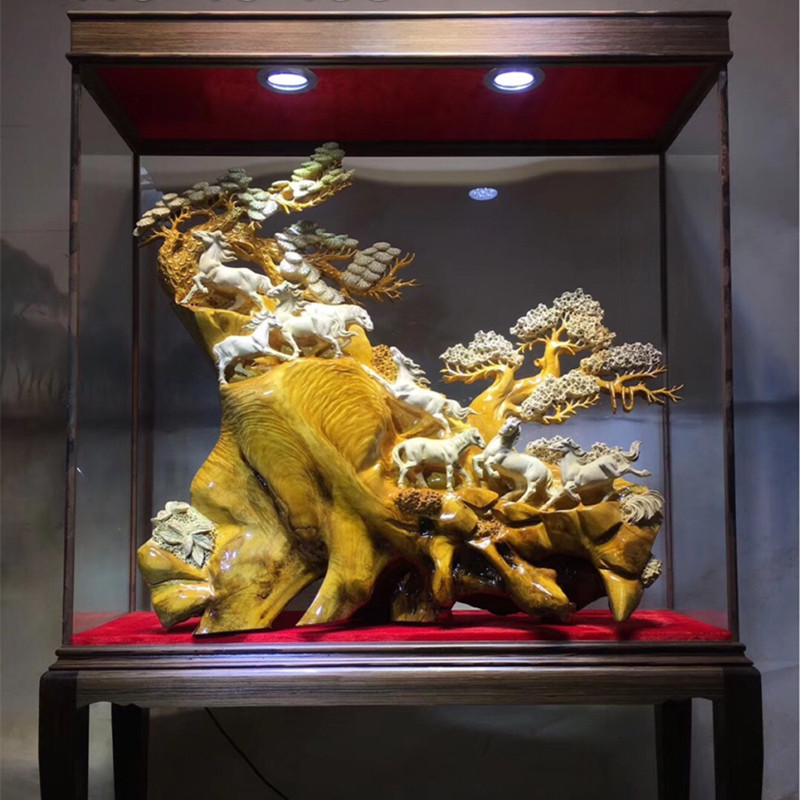 Root carving wood carving pendulum pieces Ma-8 Jun Xiongfeng Cliff Cypress small Ye Zhennan Nan Jin Silk Nan Send Gift Home Office Craft Gift Hem