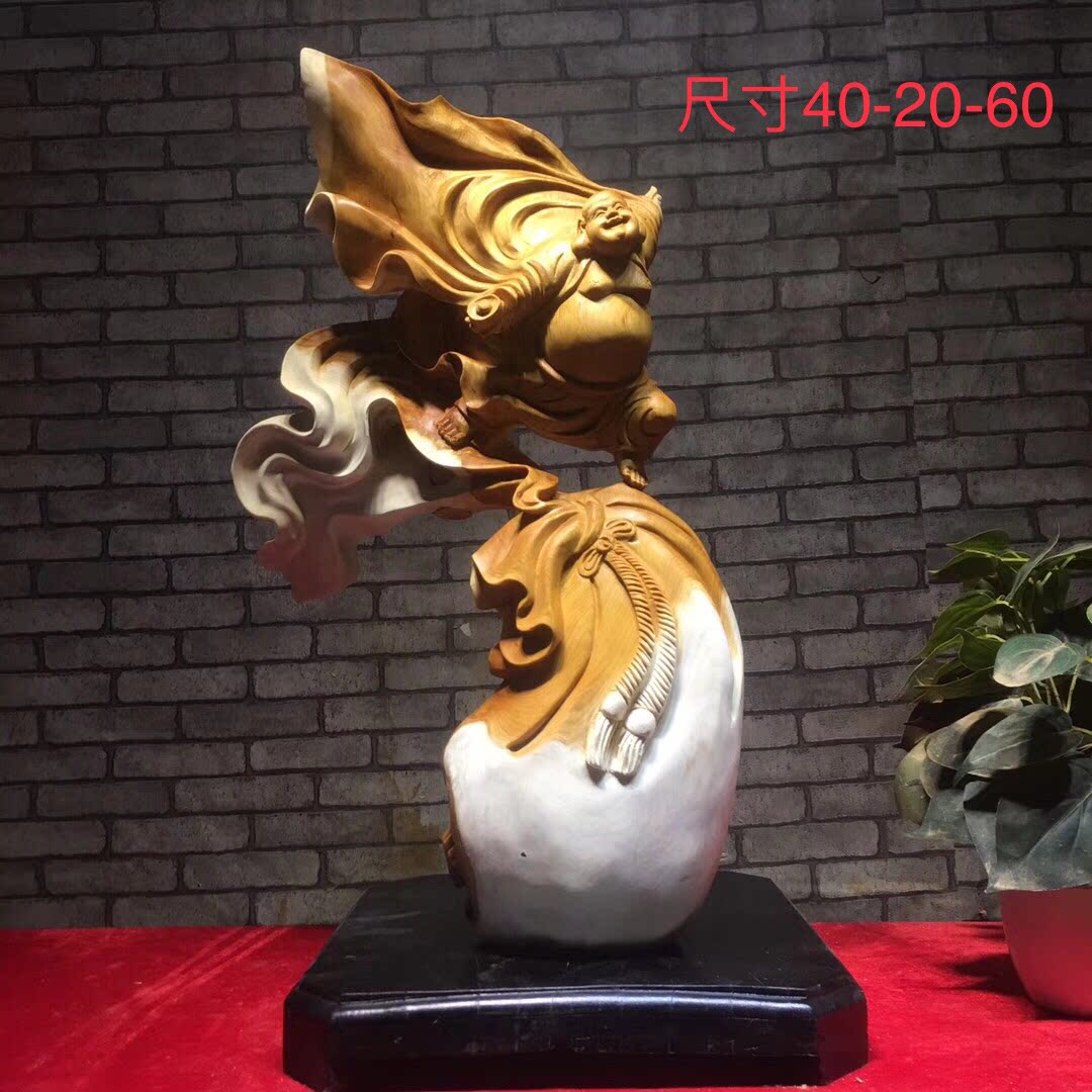 Root carving root art ornaments cloth bag Feitian Maitreya Buddha Taihang cypress whole material to create fine carvings, good gifts