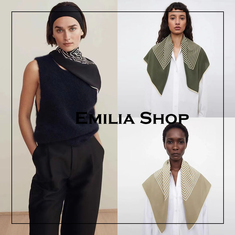 Spot Toteme silk scarf Venezia silk geometric stripe logo large square scarf scarf turban savi same style