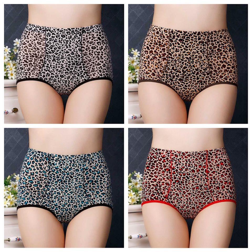 A pair of leopard print panties sexy panties female bamboo charcoal fiber high waist ice silk cotton bottom