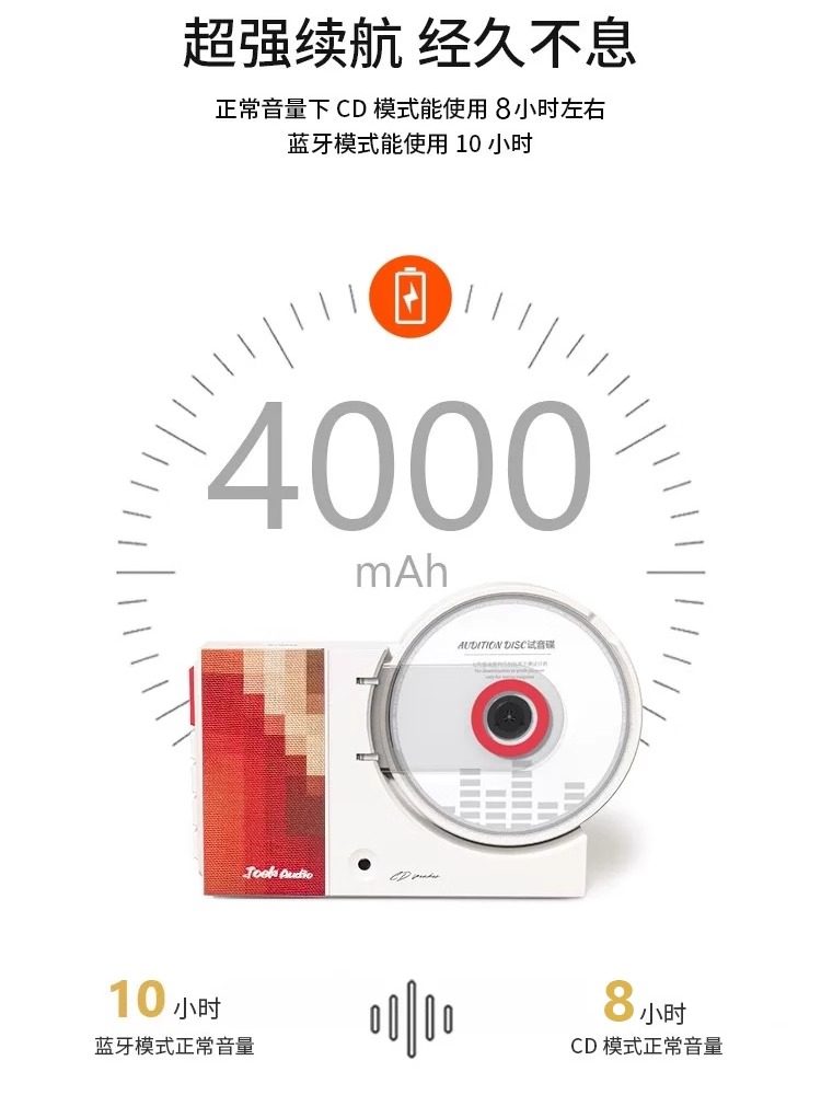 German Berlin Sound Retro Cd Player Wall-Mountable Album Player Bluetooth Speaker Audio Disc Player