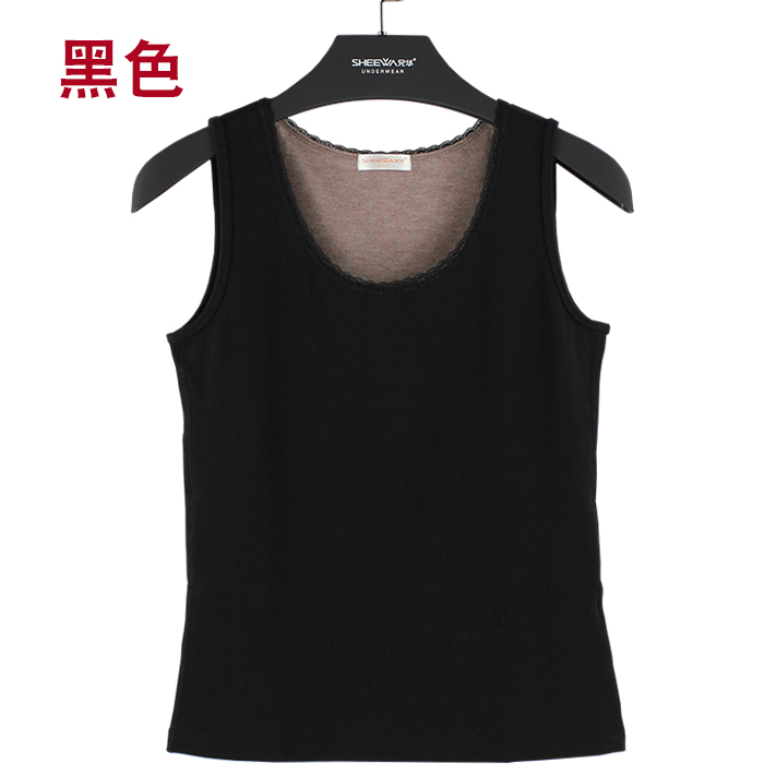 Anh Hua De lót nhung womens vest cộng nhung cộng dày bên ren ấm áp len đáy vá tay mùa đông.