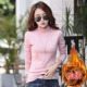 Cộng thêm áo nhung dày ấm áp nữ mùa đông mới phiên bản Hàn Quốc của Slim mặc cotton dài tay cổ cao đồ lót áo thun giữ nhiệt nữ