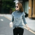 Áo hai dây bằng vàng nhung cổ cao chạm đáy áo sơ mi nữ mùa thu và mùa đông dài tay cộng với đồ lót nhung dày