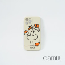 Halogen cat Oamul] Plant line illustration cream retro phone case IPHONE X series