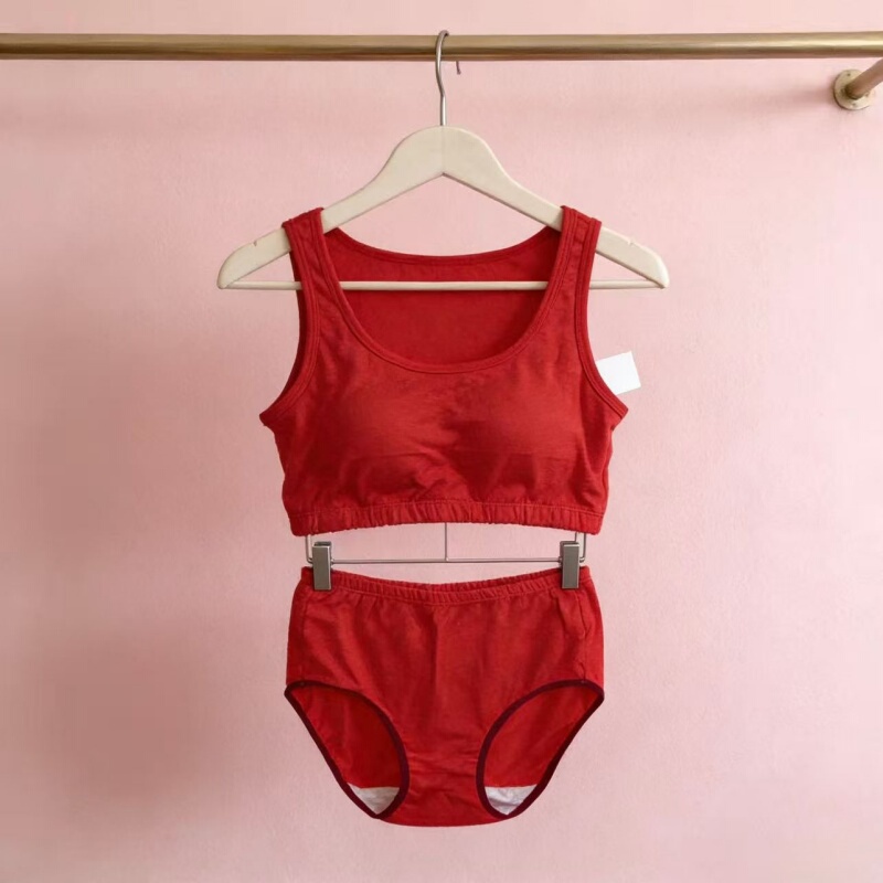 Red Red Women's [Hemp Underwear Set] Bra Panties
