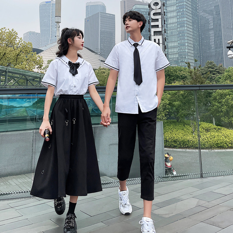 Primary school children's class clothes Summer suit First high school students college Winds Hong Kong Wind Choral South Korean school uniforms high three graduation