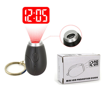 LED projection clock key ring LCD mini LCD projection timepiece keychain projection clock