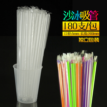 Sand Ice Straw Disposable Straw Clear Black Color Single Separate Packaging Milk Tea Juice Cold Drink