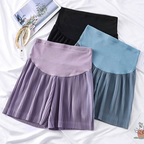 Angel mommy ~ Maternity pants thin pleated wide leg shorts Summer loose fashion pants Tide mom wear belly pants outside