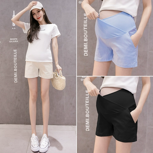 Штаны для матери и ребенка, летняя одежда, тонкие шорты для беременных с поддержкой живота, из хлопка и льна