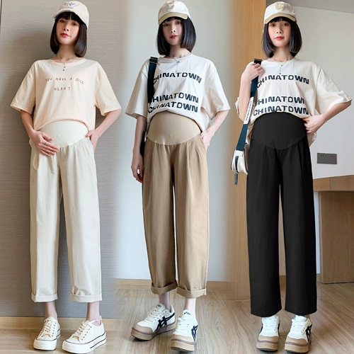 Летние модные штаны для матери и ребенка с поддержкой живота, оверсайз, свободный прямой крой