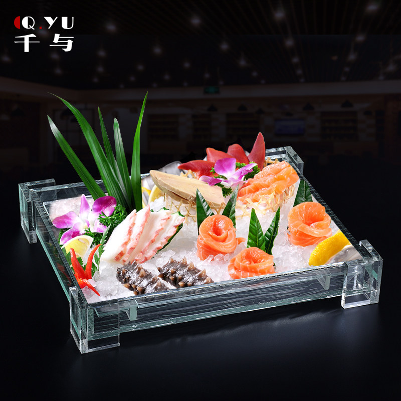 Acrylic Tingle Body Ice Pan Japan-ROK Cuisine Sushi Fruits Pan Seafood Sashimi Body Parquet Dry Ice Pan Salmon Ice Tray