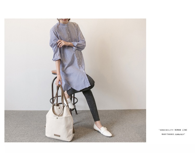 Áo bà bầu xuân 2019 mới áo dài tay cho bà bầu mùa xuân và mùa thu dài đoạn rộng sọc rộng váy bà bầu - Áo thai sản những mẫu váy bầu đẹp