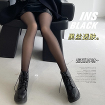Black double-layer light leg artifact in autumn and winter naturally naked plus thickness can be removed and stripped pantyhose skin stockings