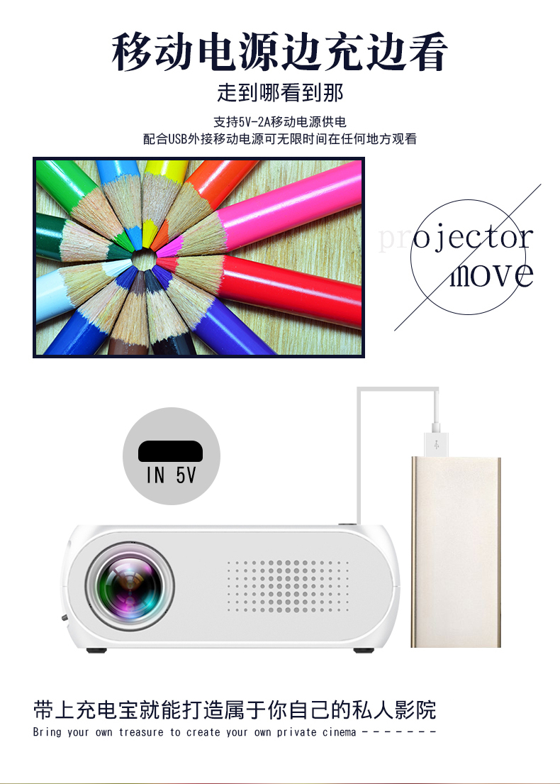 Điện thoại di động máy chiếu tường gia đình HD 1080p kê nhỏ cầm tay máy chiếu cầm tay rạp hát tại nhà - Máy chiếu