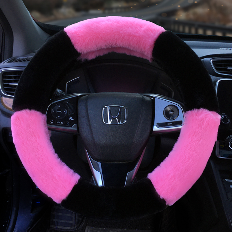 Winter car plush steering wheel cover long hair imitation rabbit fur warm handle cover for men and women General Motors cute Volkswagen