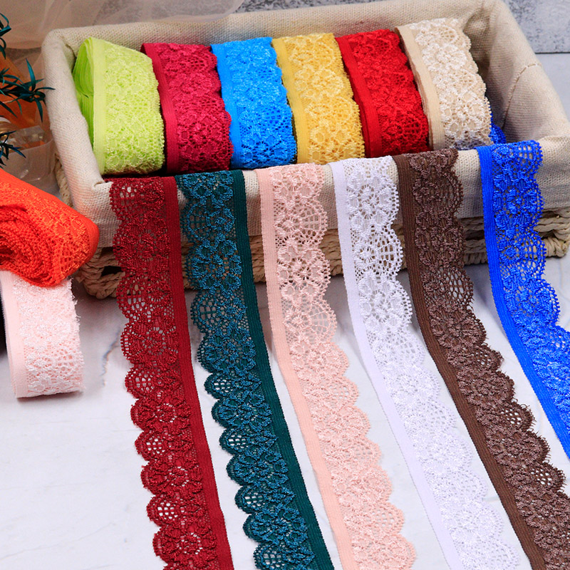 Color stretch lace trim accessories Handmade DIY fabric clothes Skirt skirt skirt bottom decoration narrow black and white material