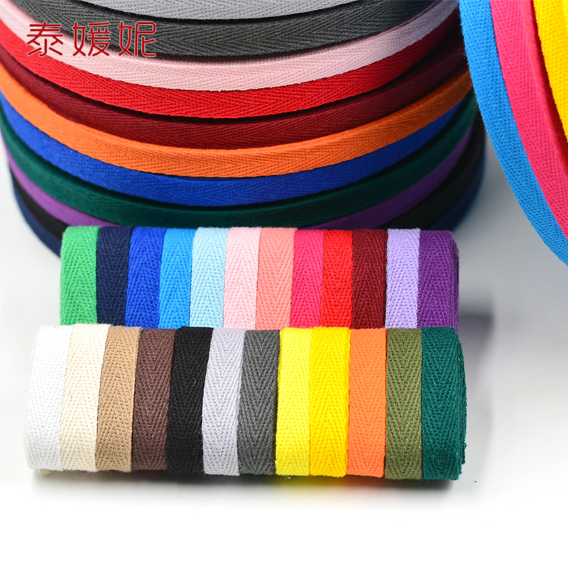 Color 1cm whole cotton herringbone with canvas belt wrapping strip row army rolling edge with pure cotton webbing package with wrapping strip