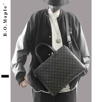 BOMaple Tide Card Single Shoulder Bag Plaid Cortex Computer Bag Skew Satchel Briefcase Man Casual Business Handbag