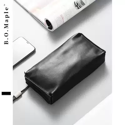 BOMaple high-end leather handbag men's trendy brand business soft leather clutch fashion men's mobile phone wallet